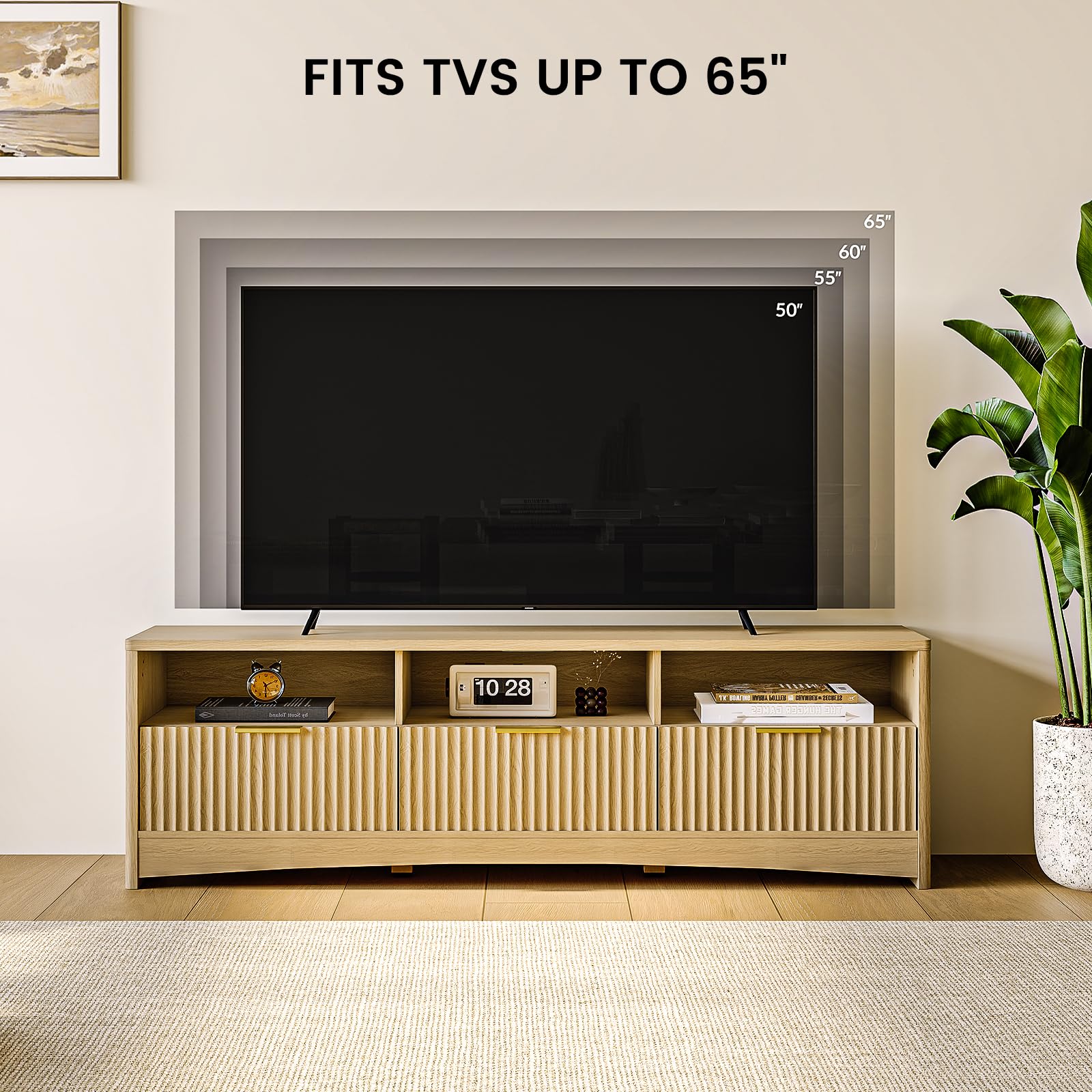Fluted TV Stand for TVs Up to 65"