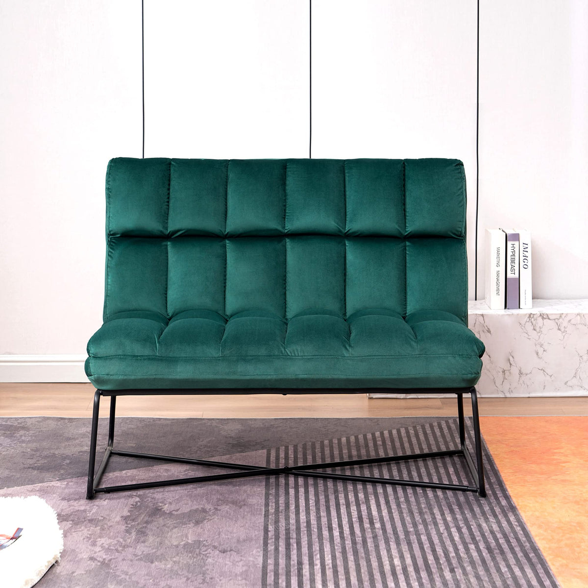 Velvet Armless Loveseat