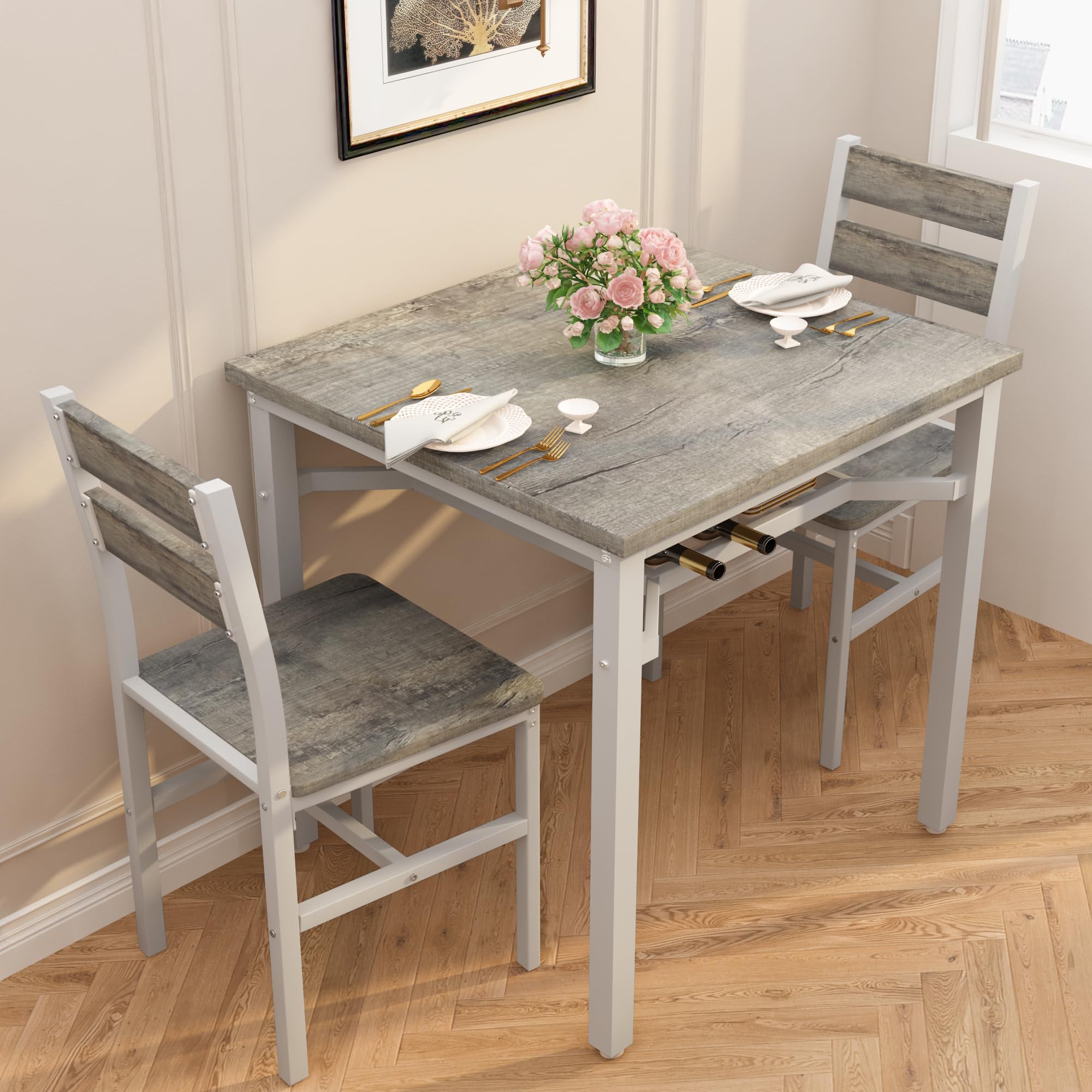 3-Piece Farmhouse Dining Table Set for 2