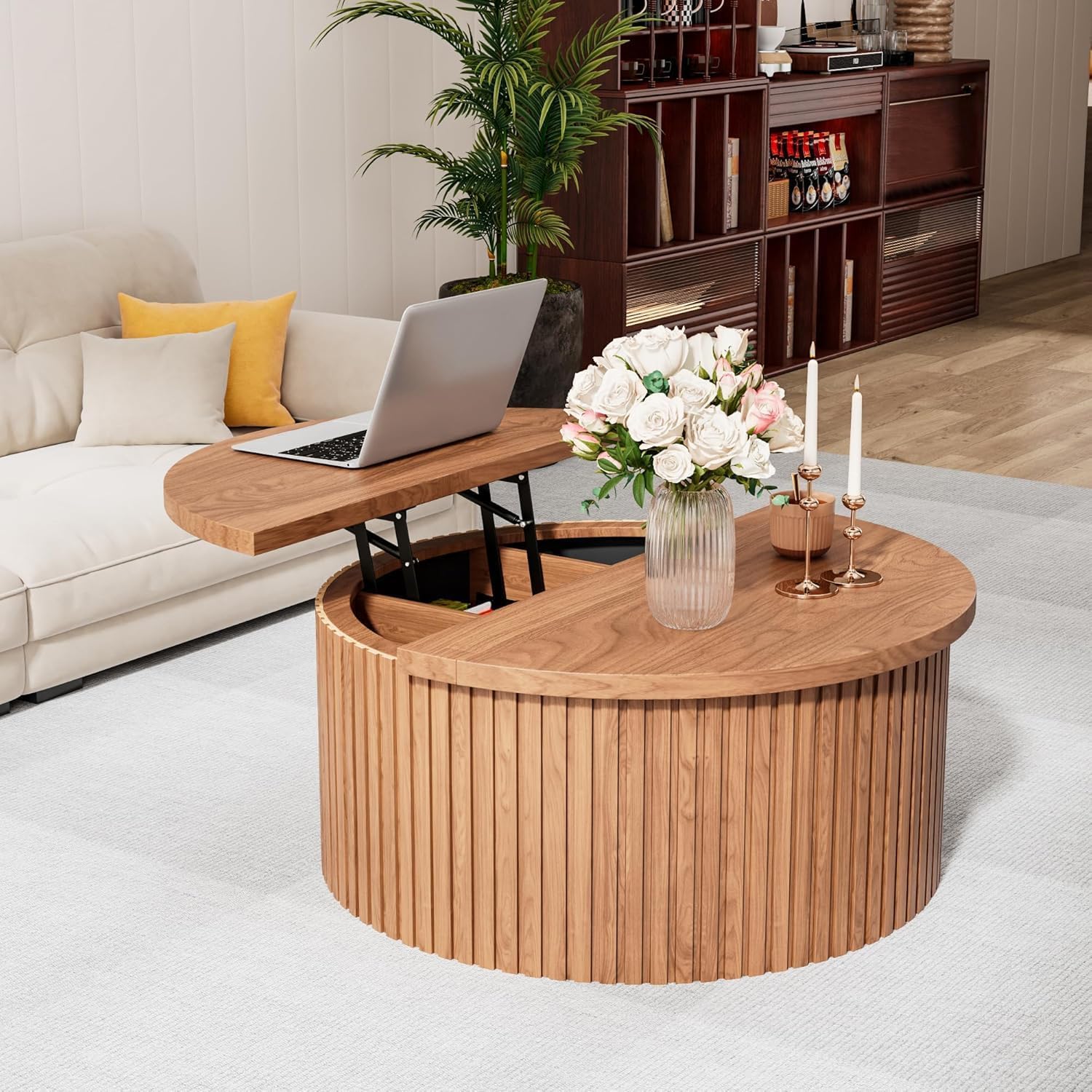 Round Lift Top Coffee Table with Storage