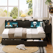 Twin Storage Platform Bed with LED Lights & Charging Station