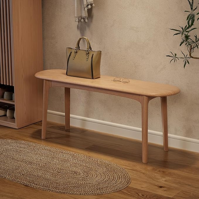 Solid Wood Dining & Entryway Bench with Rounded Corners