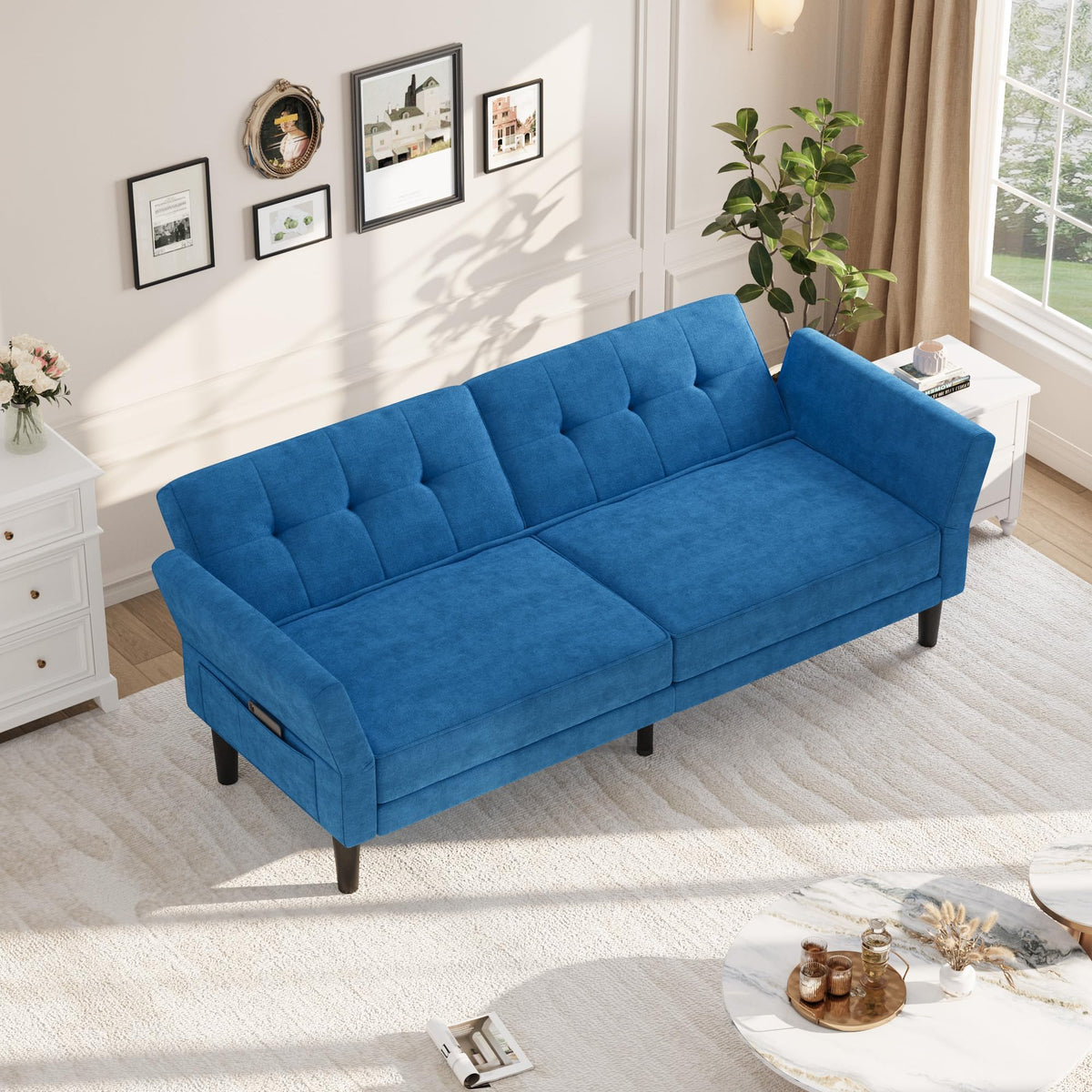 Garvee 89" Futon Sofa Bed, Modern Chenille Sleeper Couch