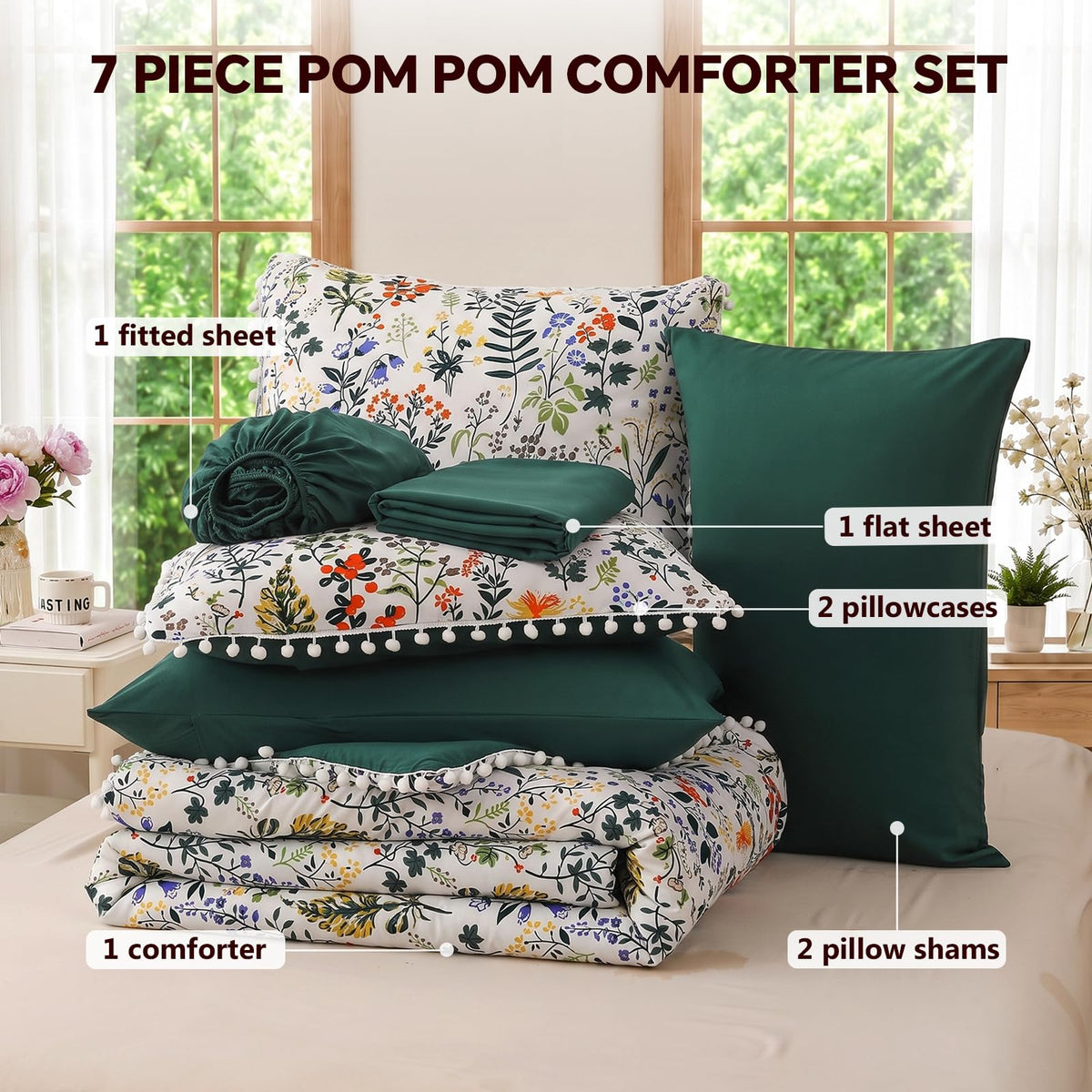 King Floral Comforter Set, 7-Piece