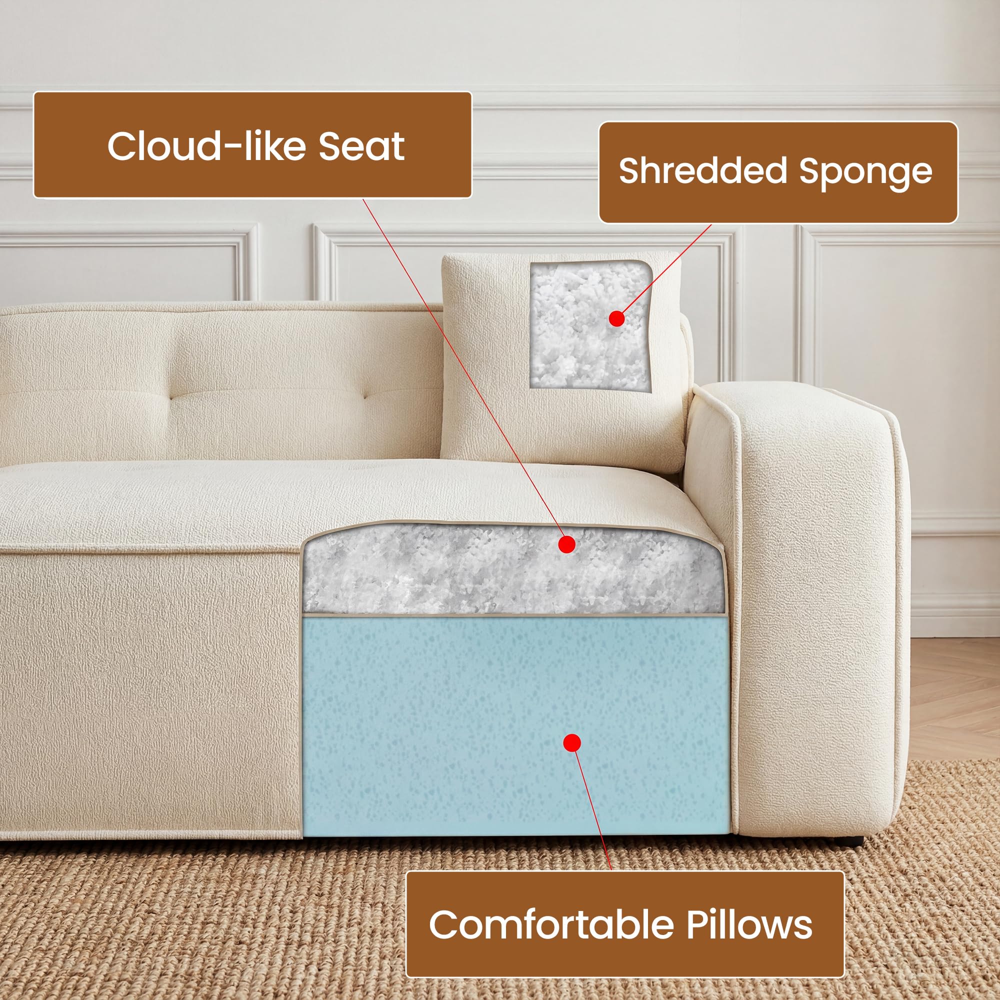 100" Cloud Boneless Loveseat – 2-Seater Foam Sofa