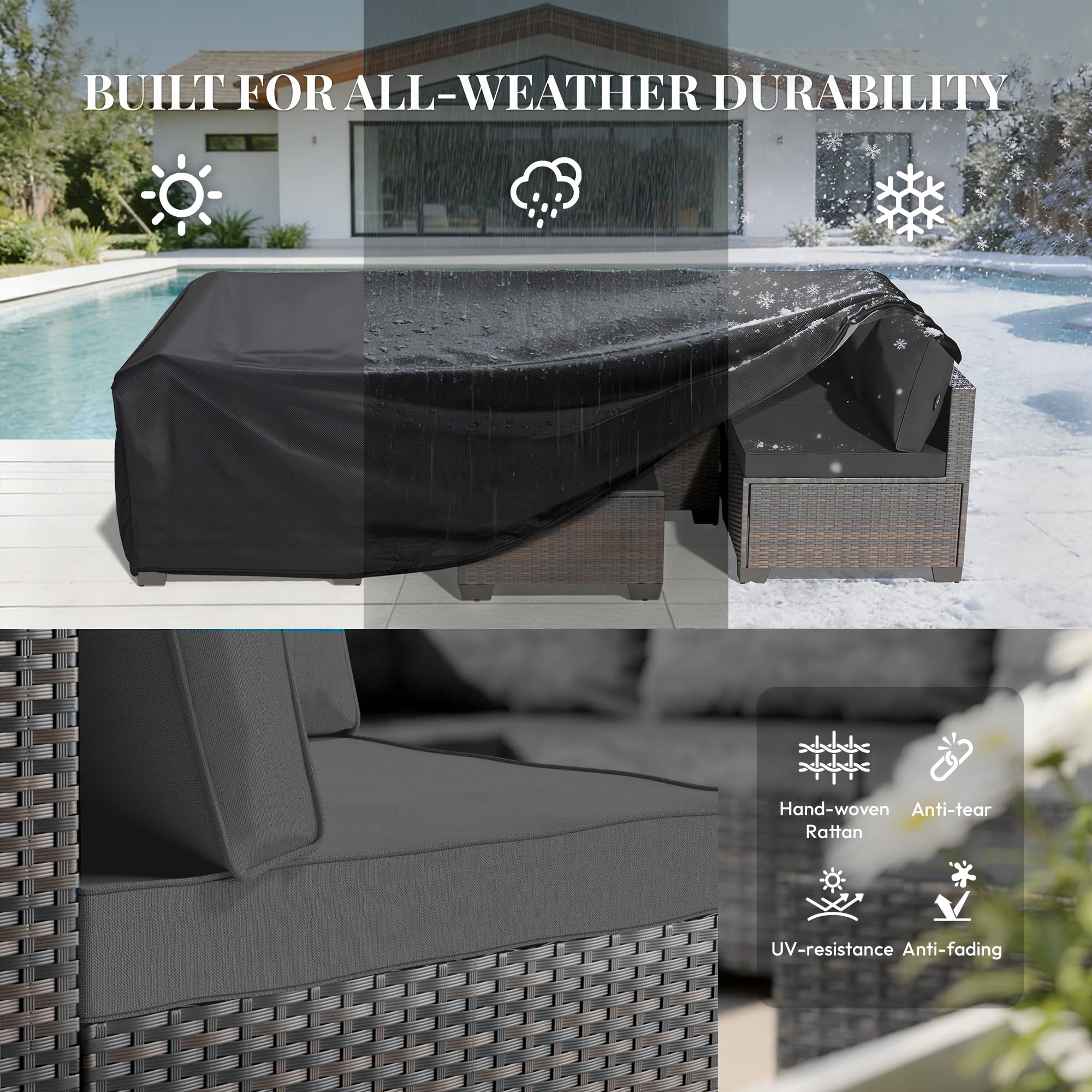 7-Piece Outdoor Rattan Sectional Sofa Set