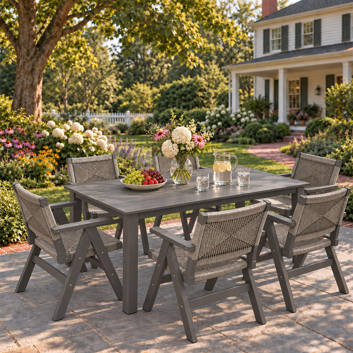 7-Piece Outdoor Dining Set, HDPE Patio Furniture Set for All-Weather