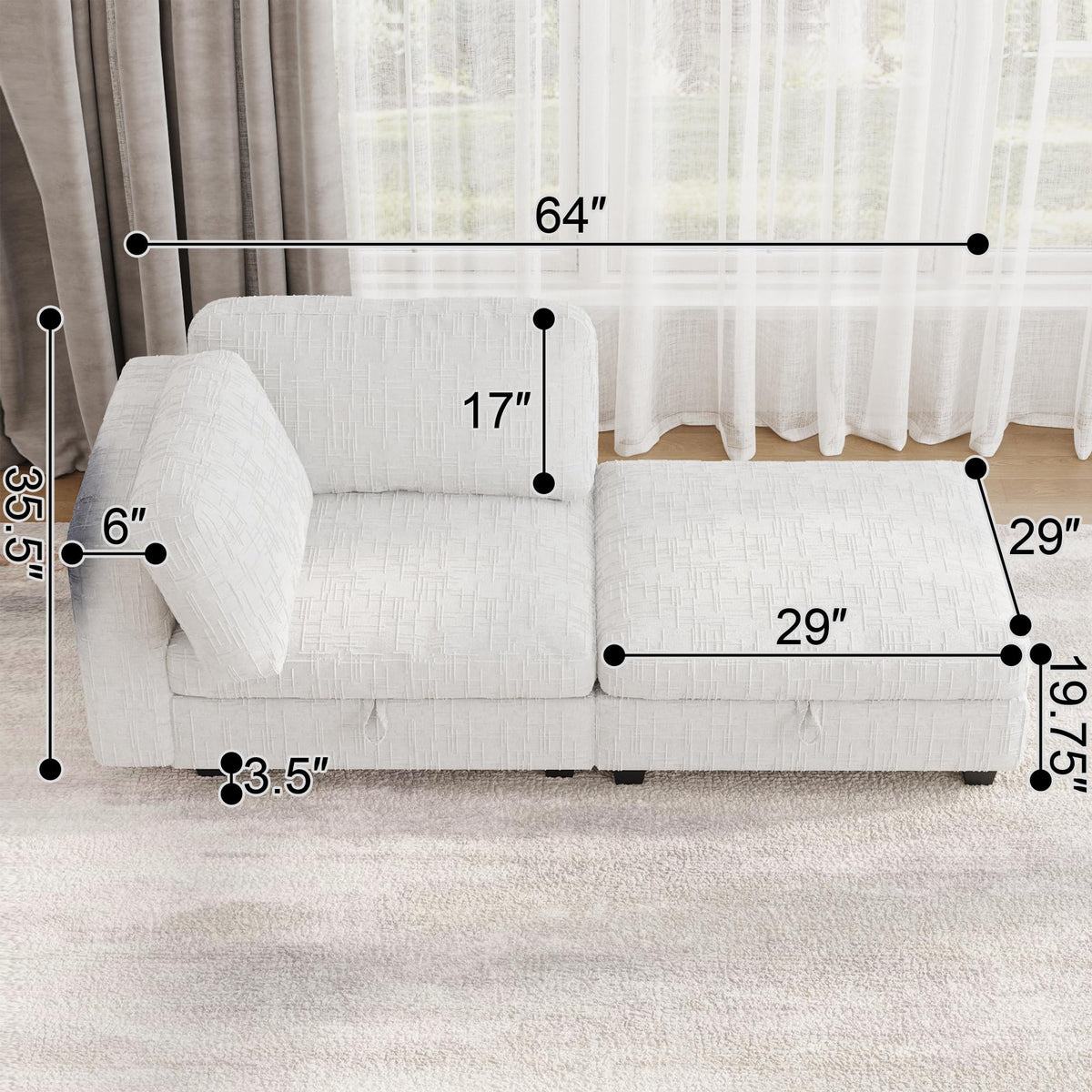 ERYE Comfy Chenille Upholstered Reversible Storage Chaise Lounge Indoor for Living Room Bedroom,Modern Single Chaise Lounge Leisure Recliner Sofa Daybed with Seat Storage
