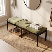 Green Chenille Upholstered Bench