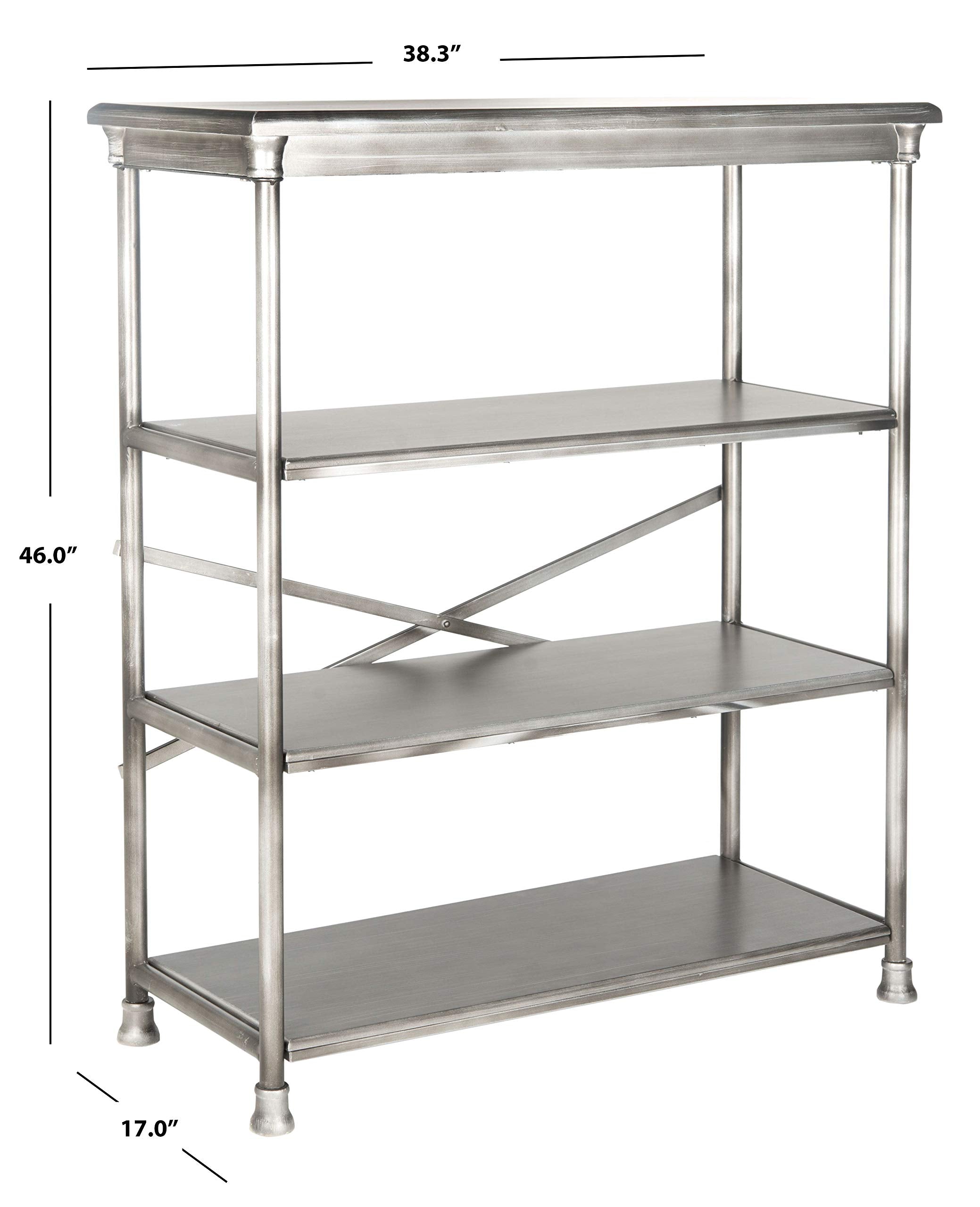 Large Dark Silver Bookcase with X-Brace Frame