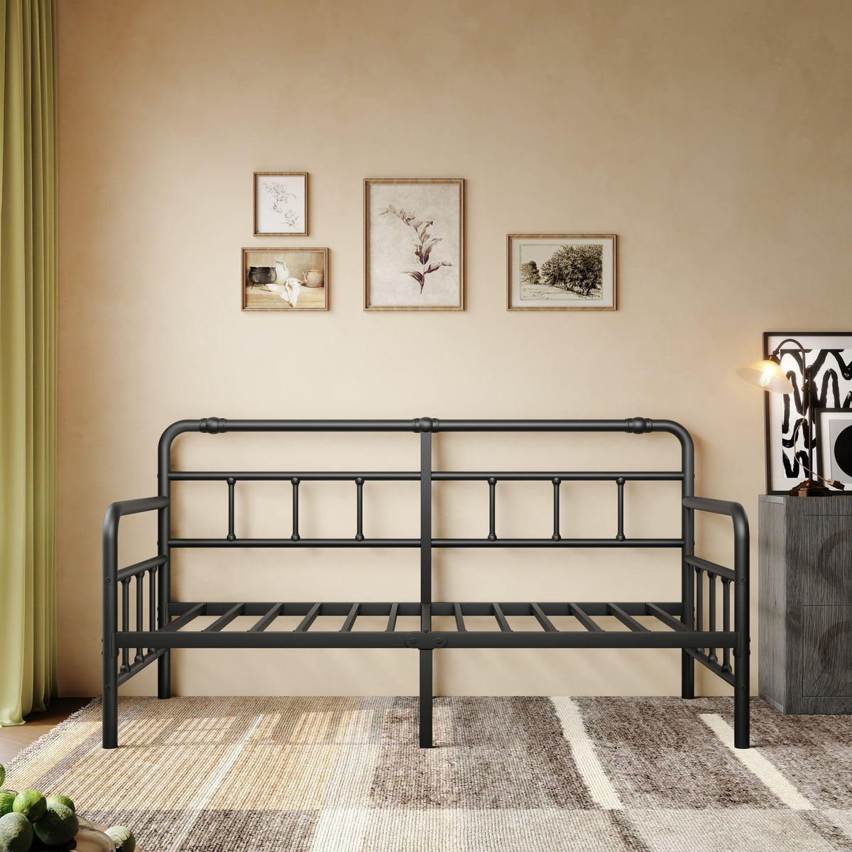 Sementa 14 Inch Daybed Twin Metal Bed Frame with Headboard (Modern)