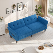 Convertible Futon Sofa Bed with Adjustable Backrest & Armrest – Royal Blue