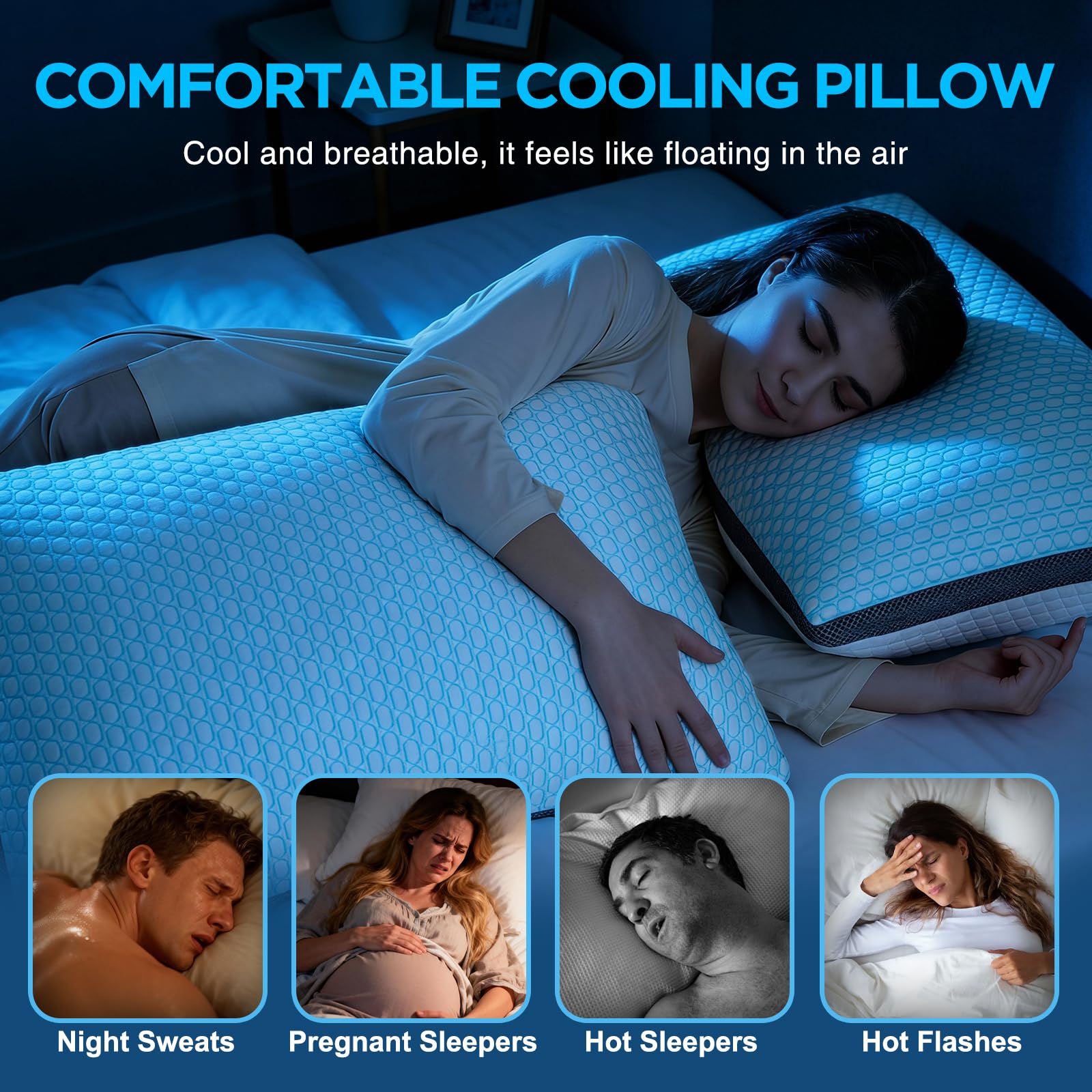 Cooling Bed Pillows with Adjustable Memory Foam Fill