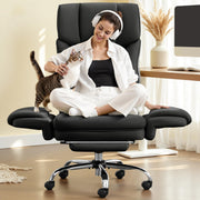 Wide Reclining Office Chair with Footrest & Lumbar Support