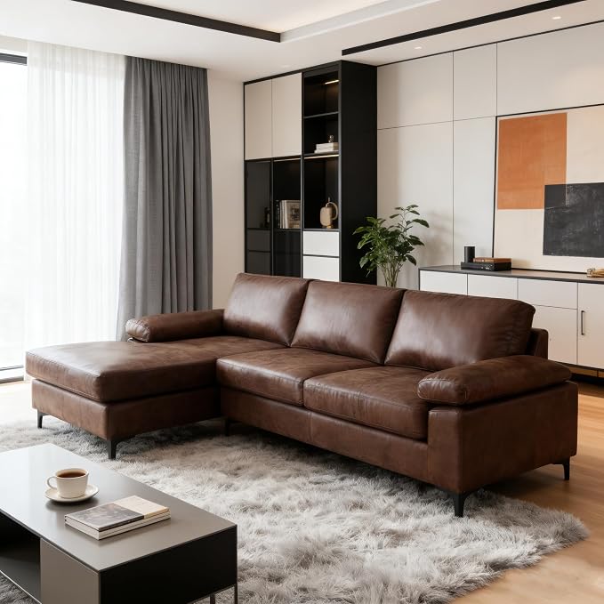 Faux Leather Reversible Chaise Sofa