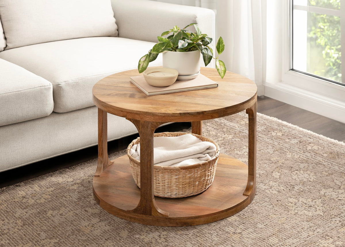 Round Mango Wood Coffee Table