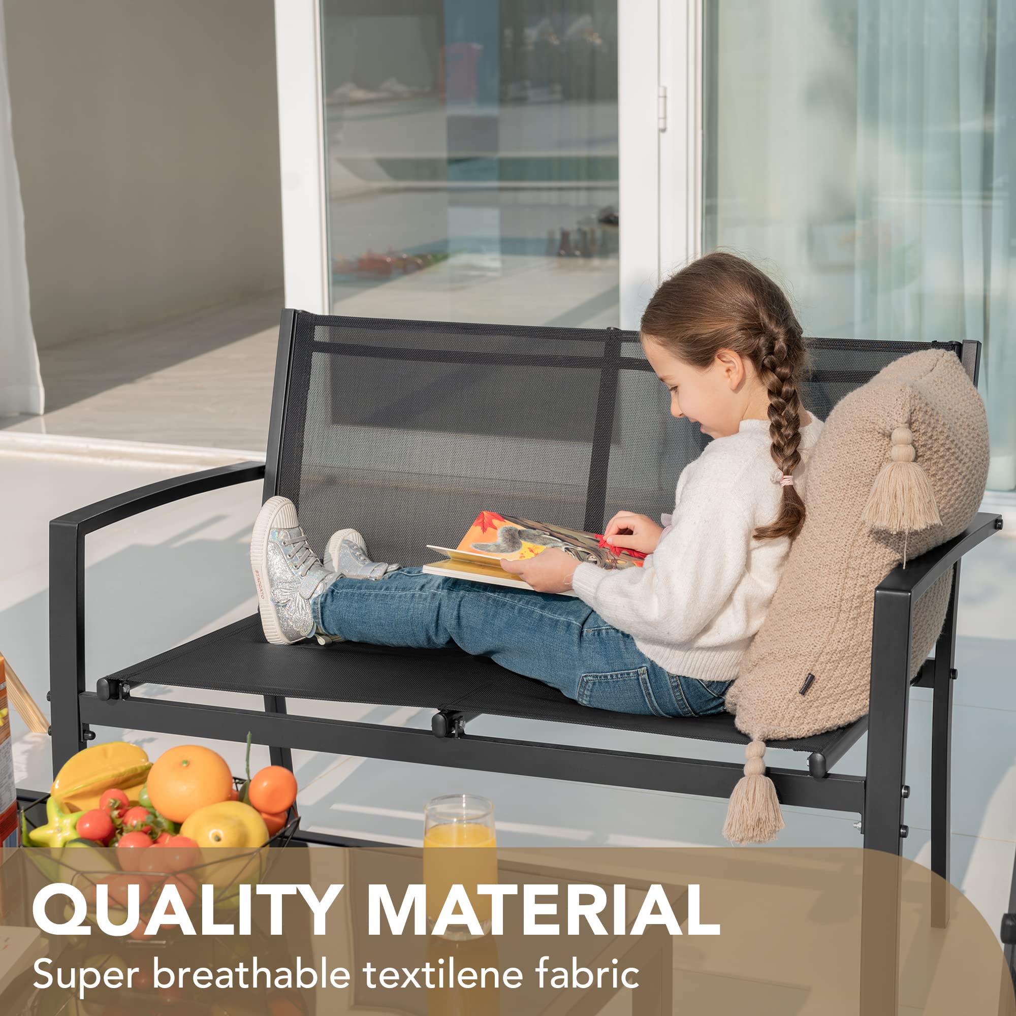 4-Piece Patio Conversation Set with Glass Coffee Table