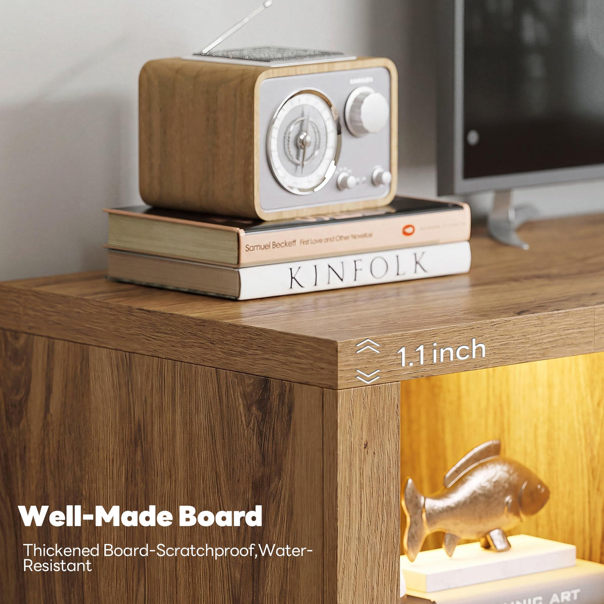 Oak Brown LED TV Stand