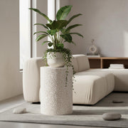 Capiz Shell Cylinder Drum End Table