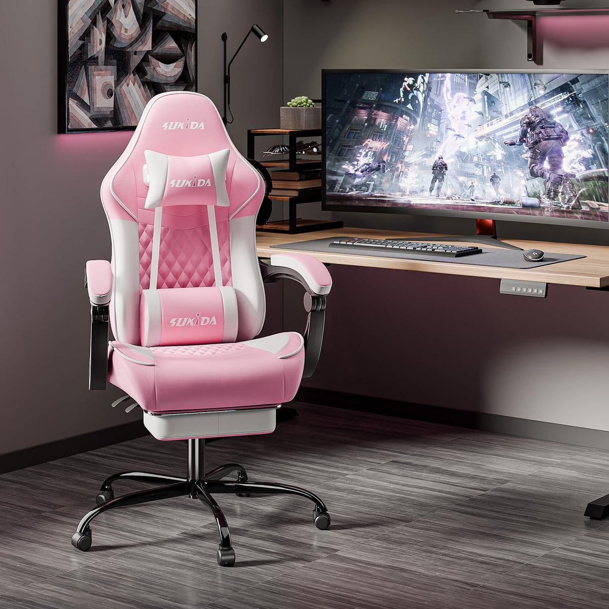 Pocket Spring Gaming Chair with Footrest