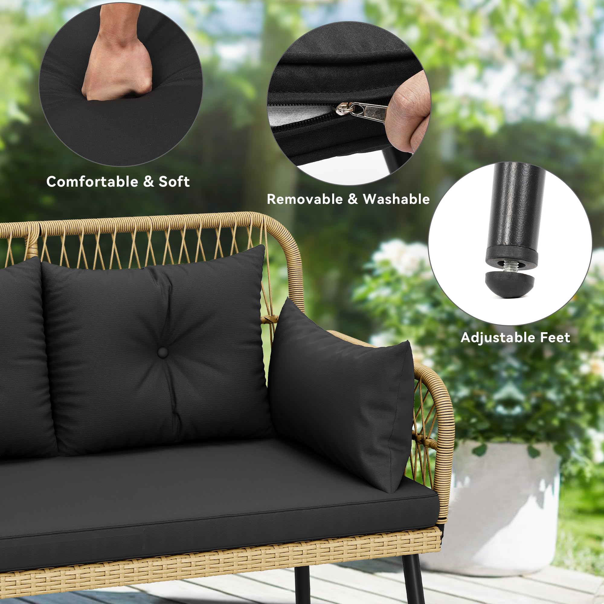 Wicker Outdoor Loveseat with Cushions