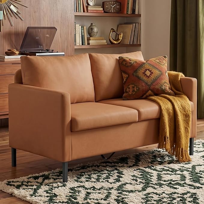 Green Faux Leather Loveseat