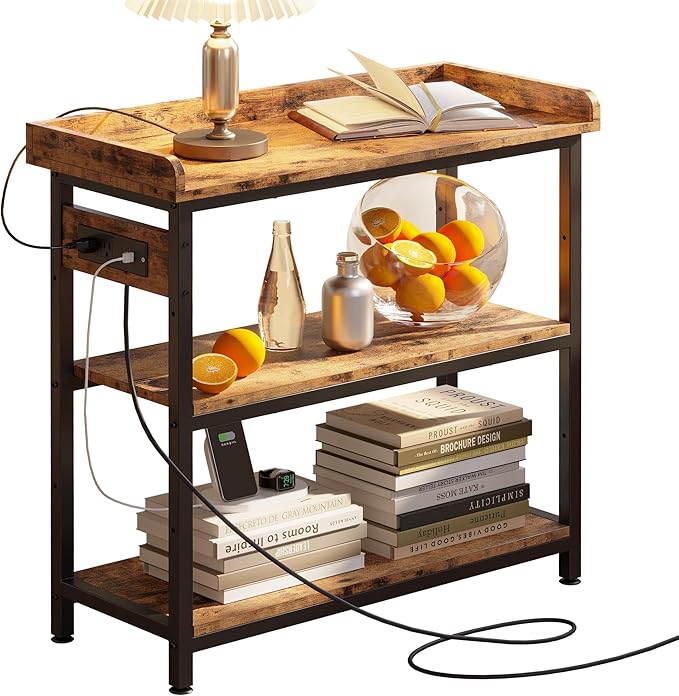 Console Table with Charging Station & Adjustable Height