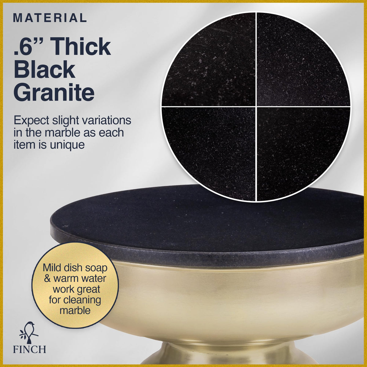 Black Granite Hourglass Side Table