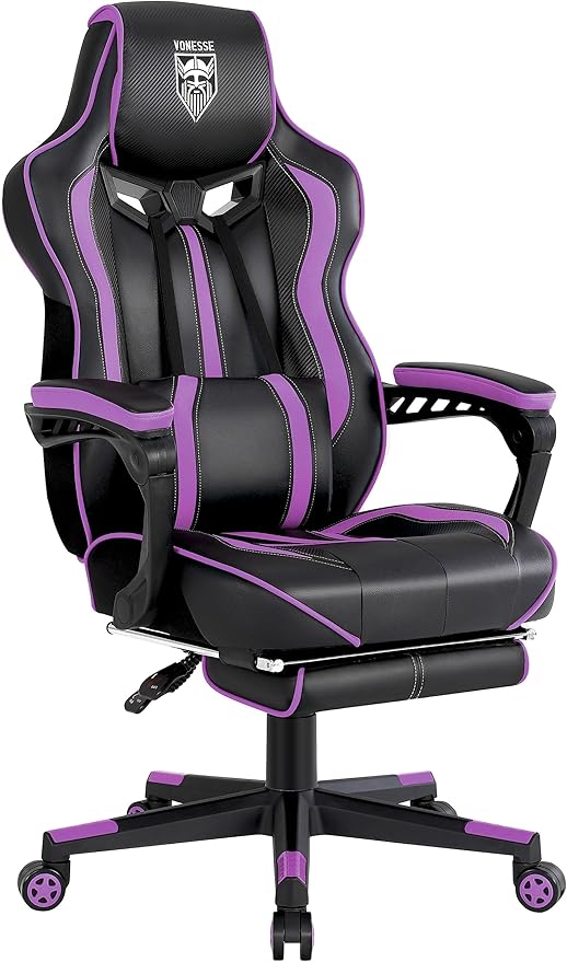 Ergonomic Gaming Chair with Footrest, Massage & Lumbar Support