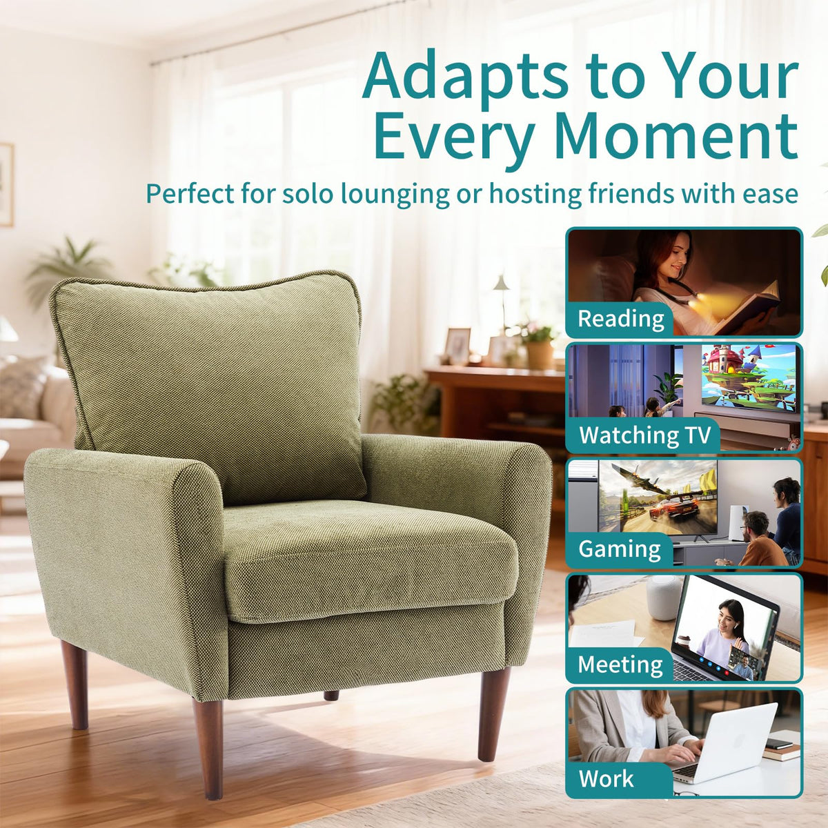 OLIXIS Comfy Accent Chair for Living Room, Bedroom, Dorm and Waiting Room