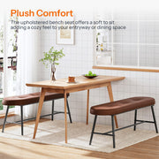 HOOBRO Dining Bench, Upholstered Kitchen Table Bench, Dining Room Bench with PU Leather Padded Seat, Steel Frame, Easy to Assemble, for Kitchen, Dining Room, Bedroom, Brown and Black CB100CD01G1