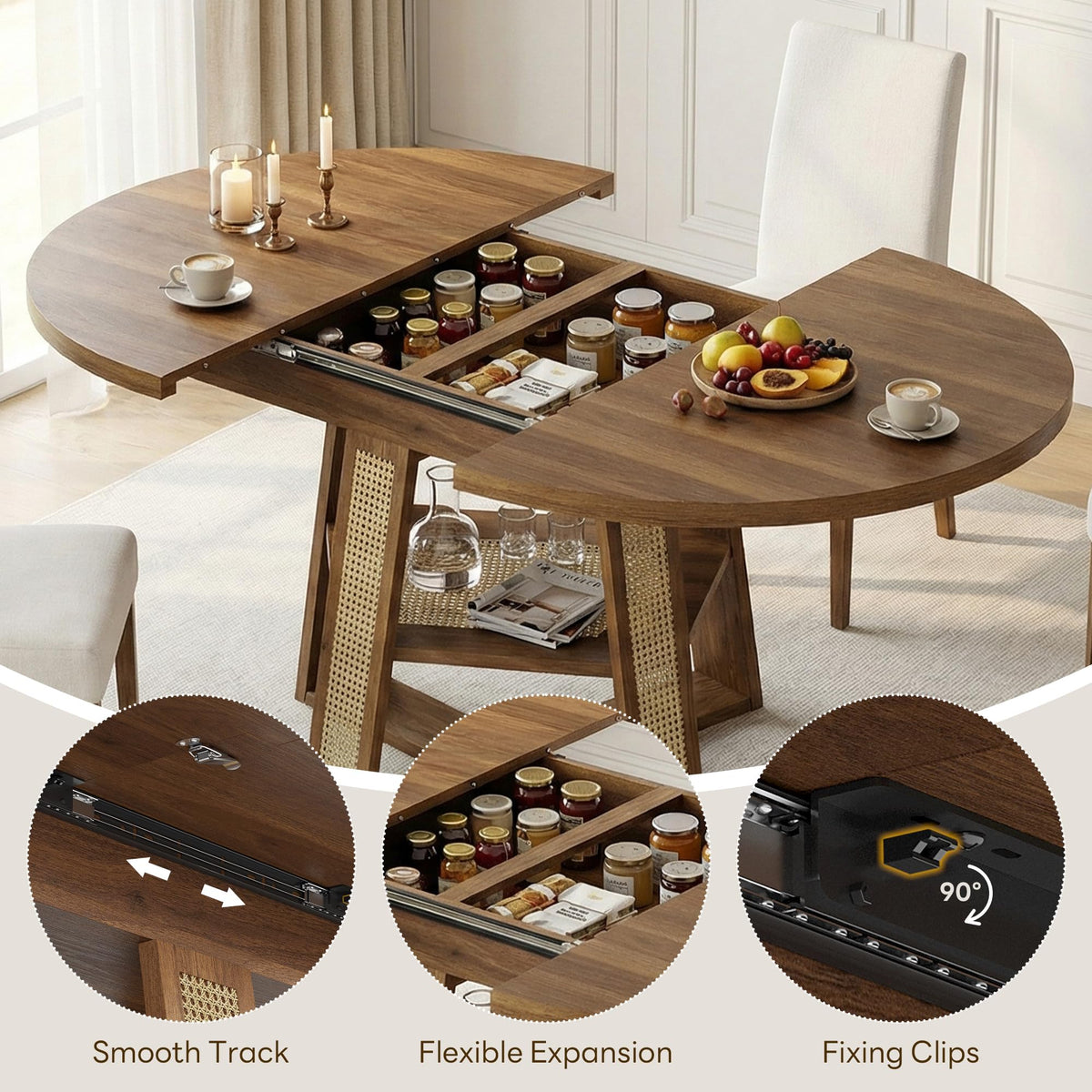 Extendable Dining Table with Storage