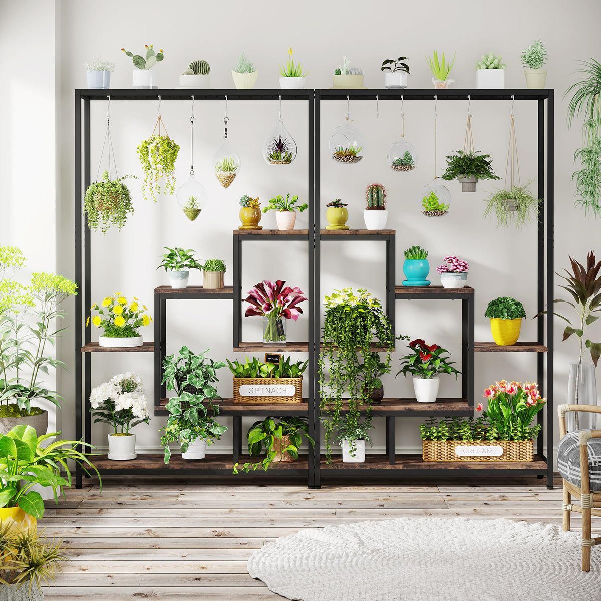 5-Tier Plant Stand with Hanging Hooks