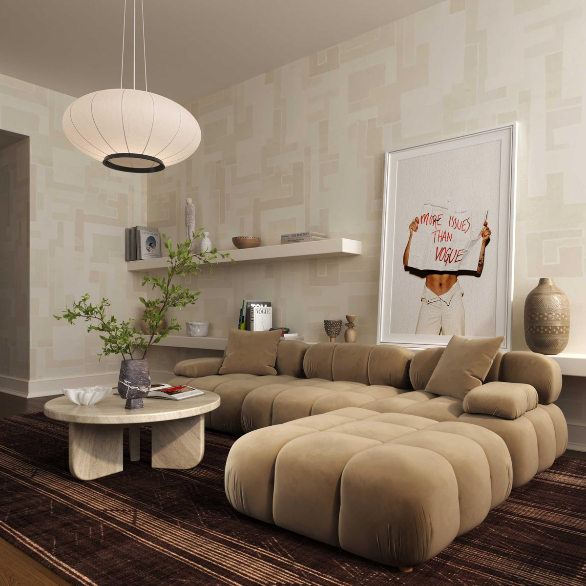 TOV Furniture Calliope 4-Piece Modular Sectional (Velvet, Brown)