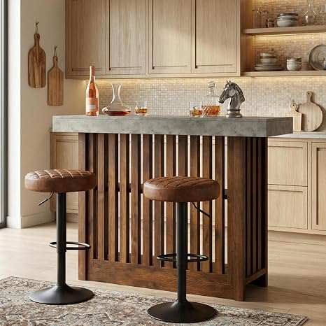 63" Bar Table with 2-Tier Storage Shelves