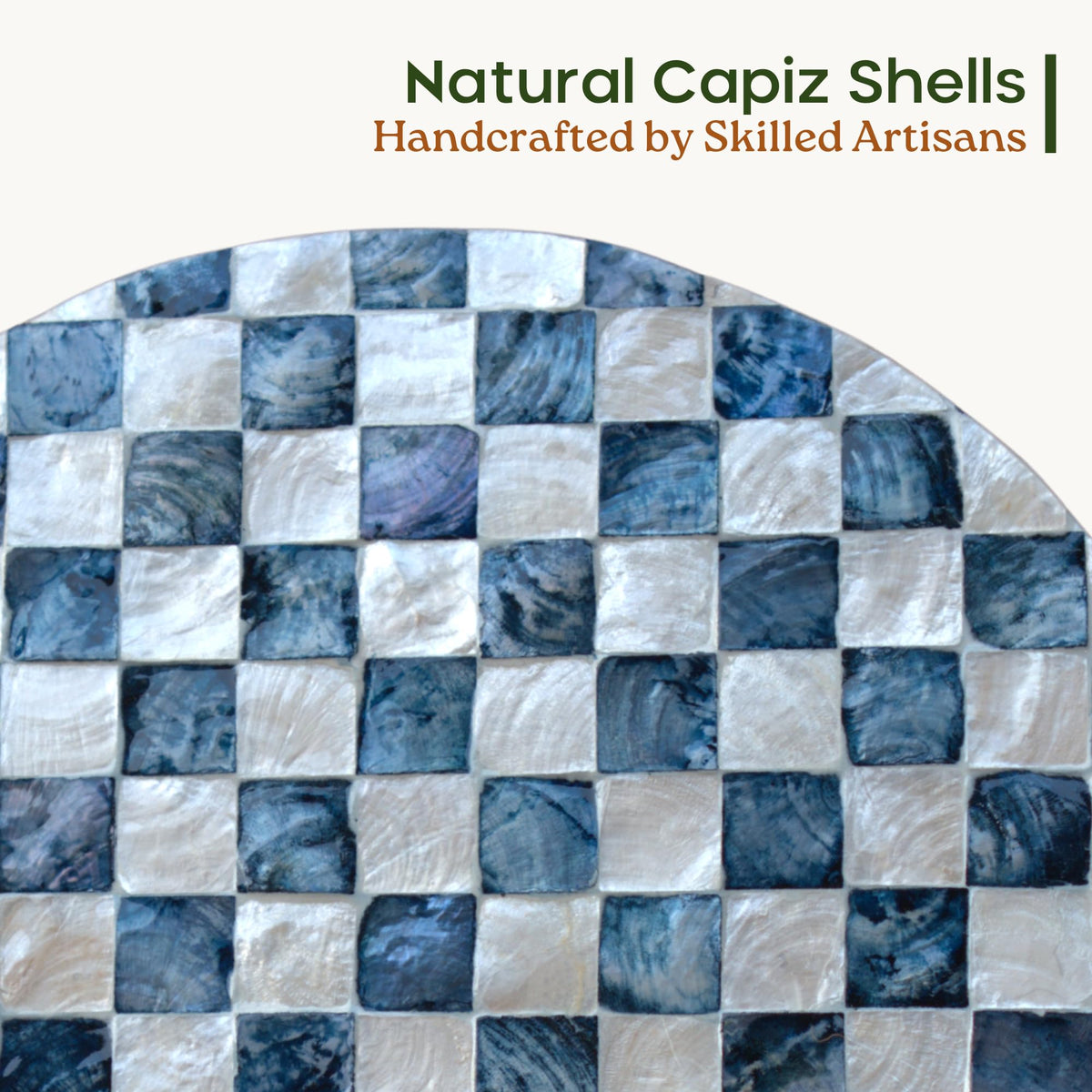 Checkered Capiz Drum Side Table