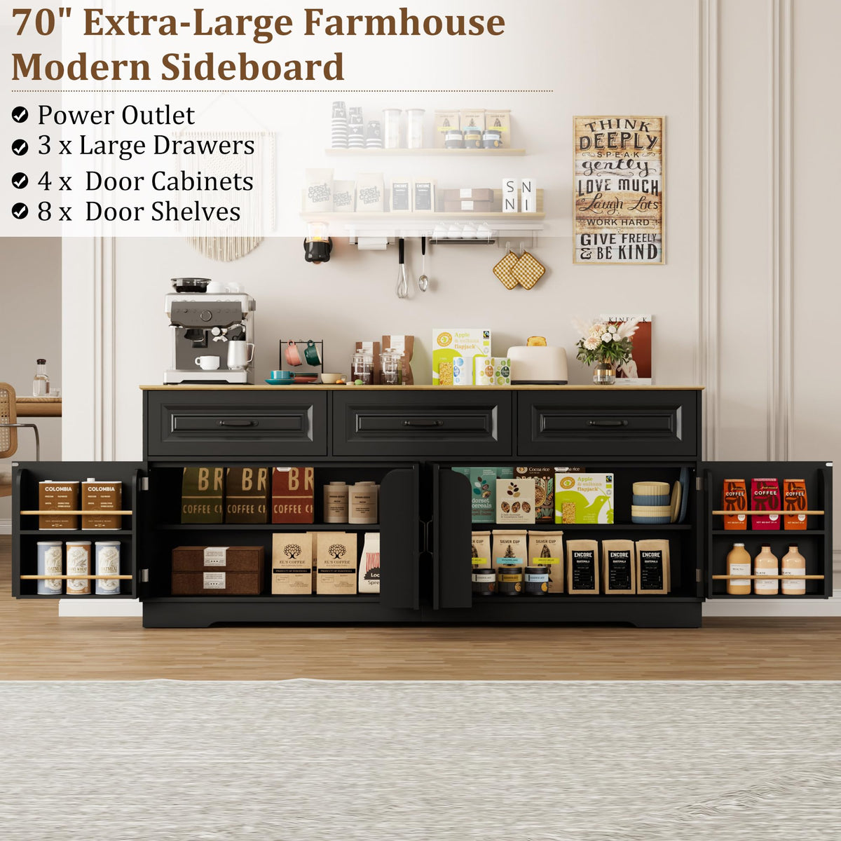 Farmhouse Sideboard with Power Outlets