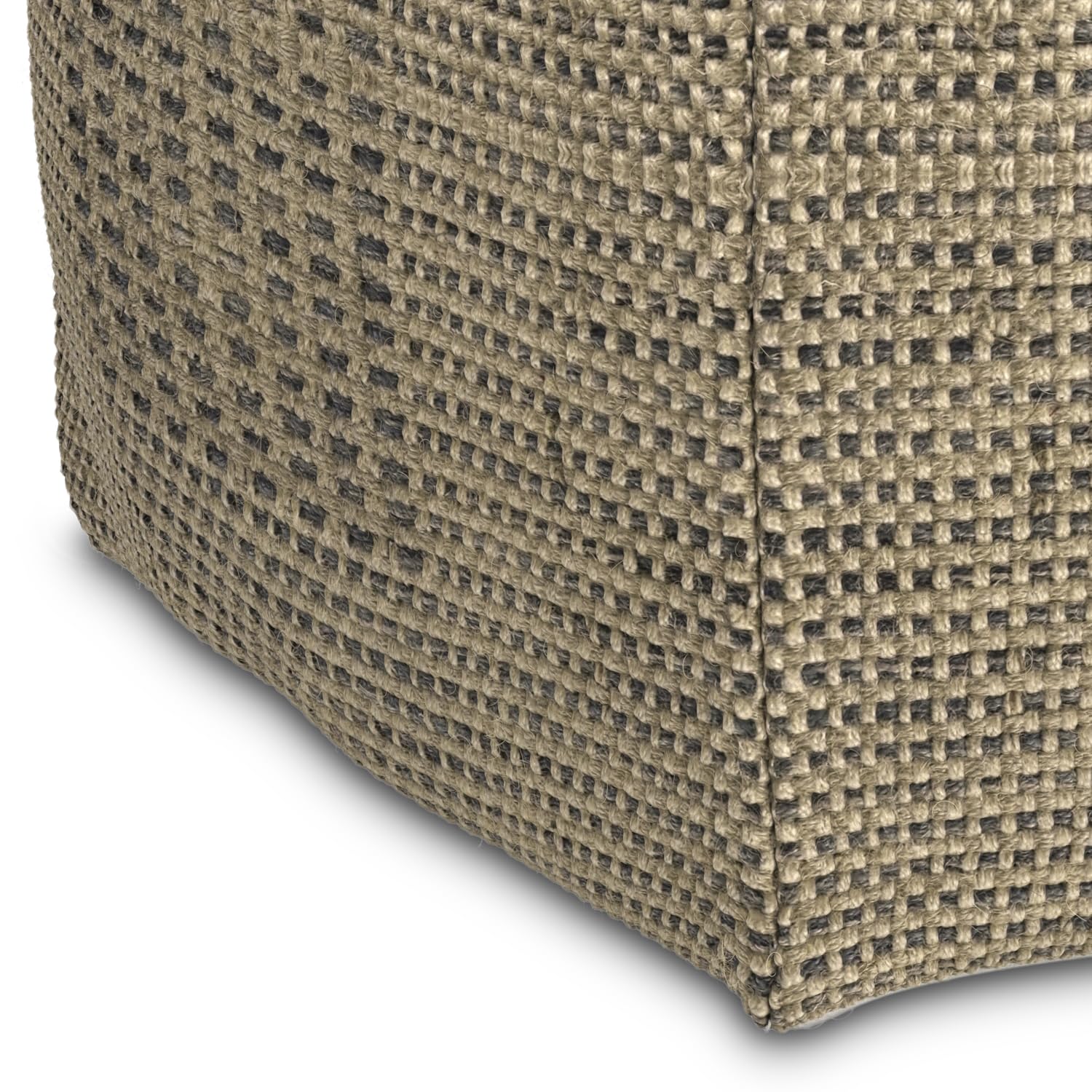 SIMPLIHOME Delilah Square Pouf - 18 inch Wide Handwoven Jute Ottoman in Natural, Contemporary Footstool or Extra Seating for Living Room, Bedroom, or Kids Room with Polystyrene Filling, Assembled