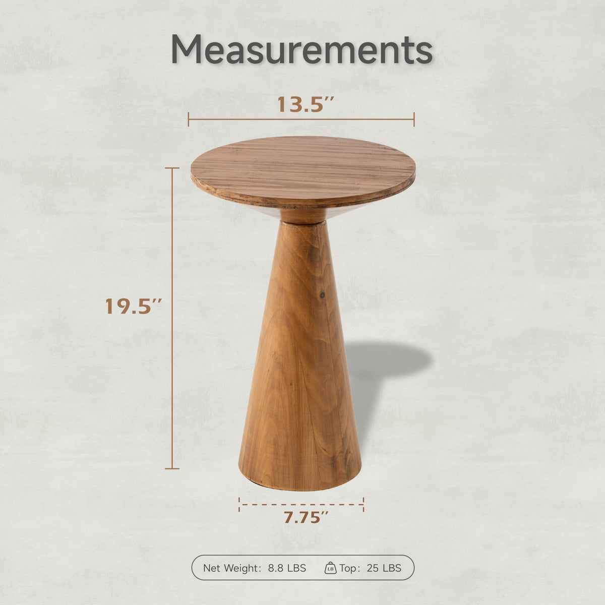 Round Wood Pedestal End Table