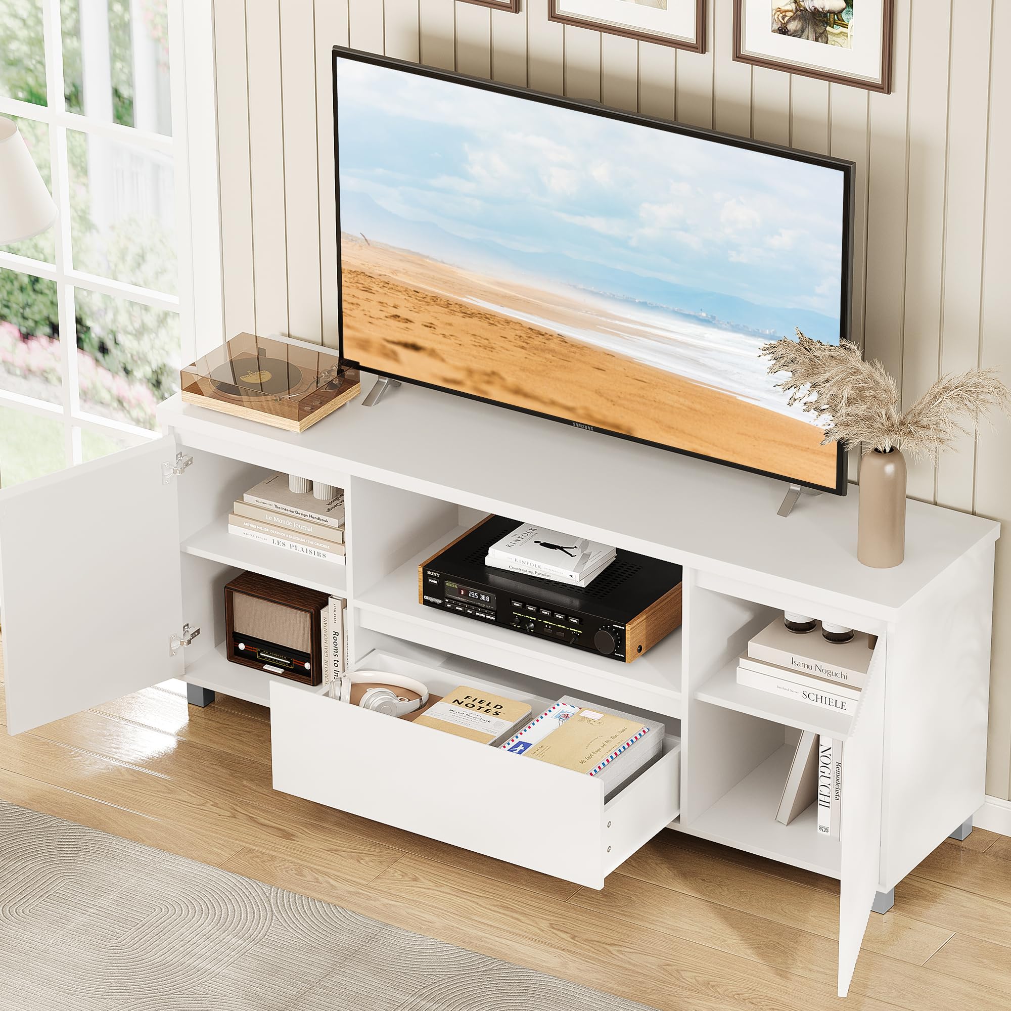 63" Fluted TV Stand with Storage