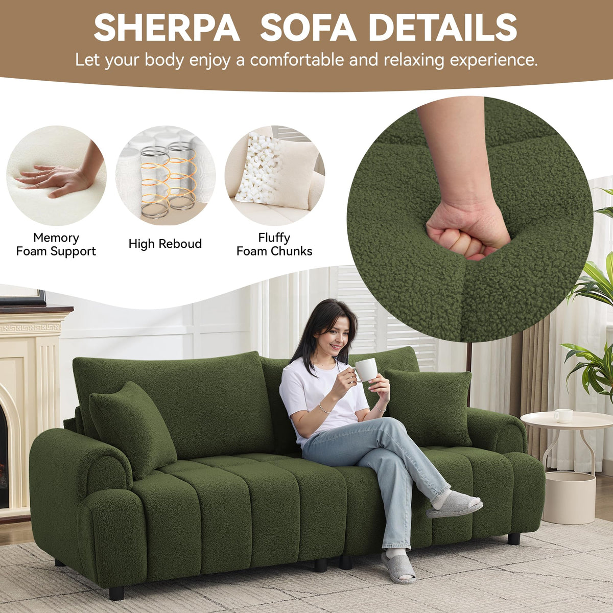 Boucle 3-Seater Sofa