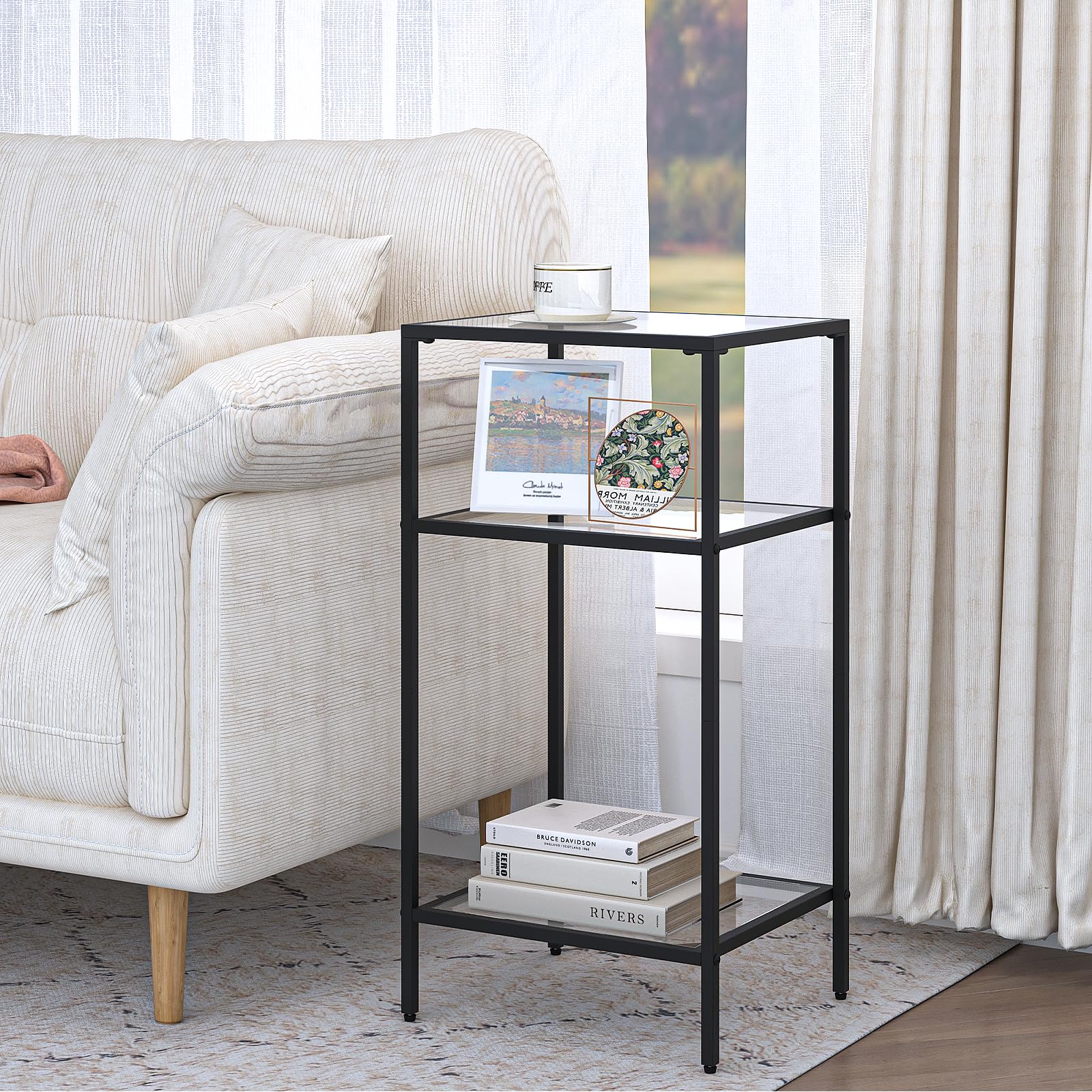3-Tier Glass Side Table Set of 2