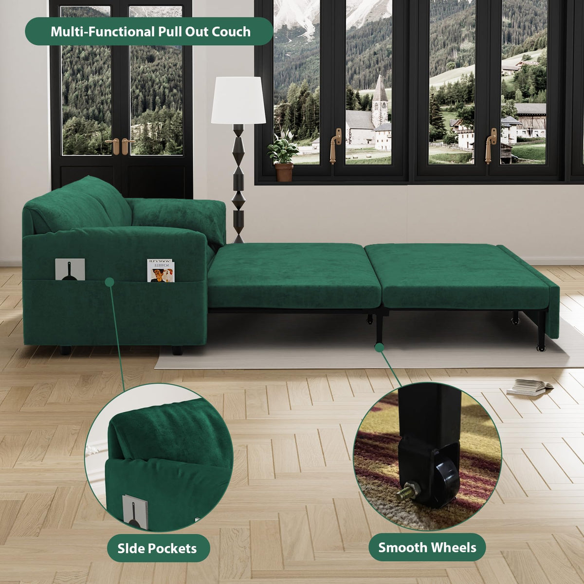 Green Velvet Sleeper Sofa