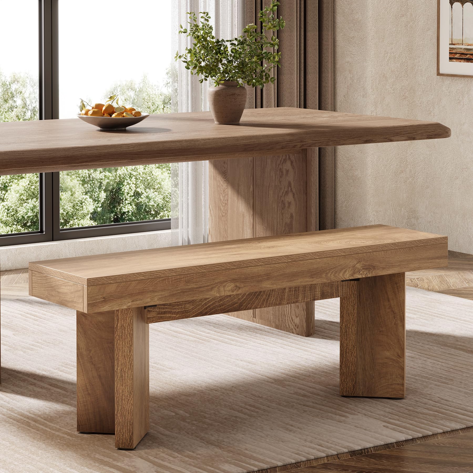 47" Farmhouse Wooden Dining Bench
