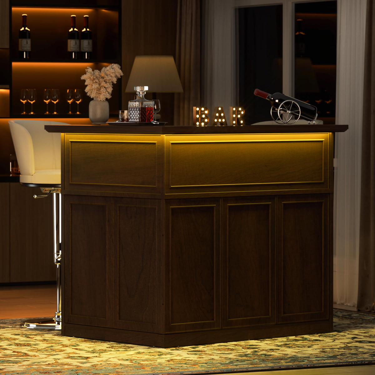 L-Shaped Corner Bar Cabinet