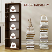 Nestwise 5 Tier Bookshelf, 71" Tall Bookcase Floor Standing, Large Wood Bookshelf with Anti-Tipping Device & Base, 5 Shelf Open Display Book Shelf for Living Room, Bedroom, Dining Room, Home Office