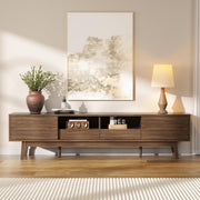 70" Mid-Century Modern TV Stand with Fluted Sliding Doors