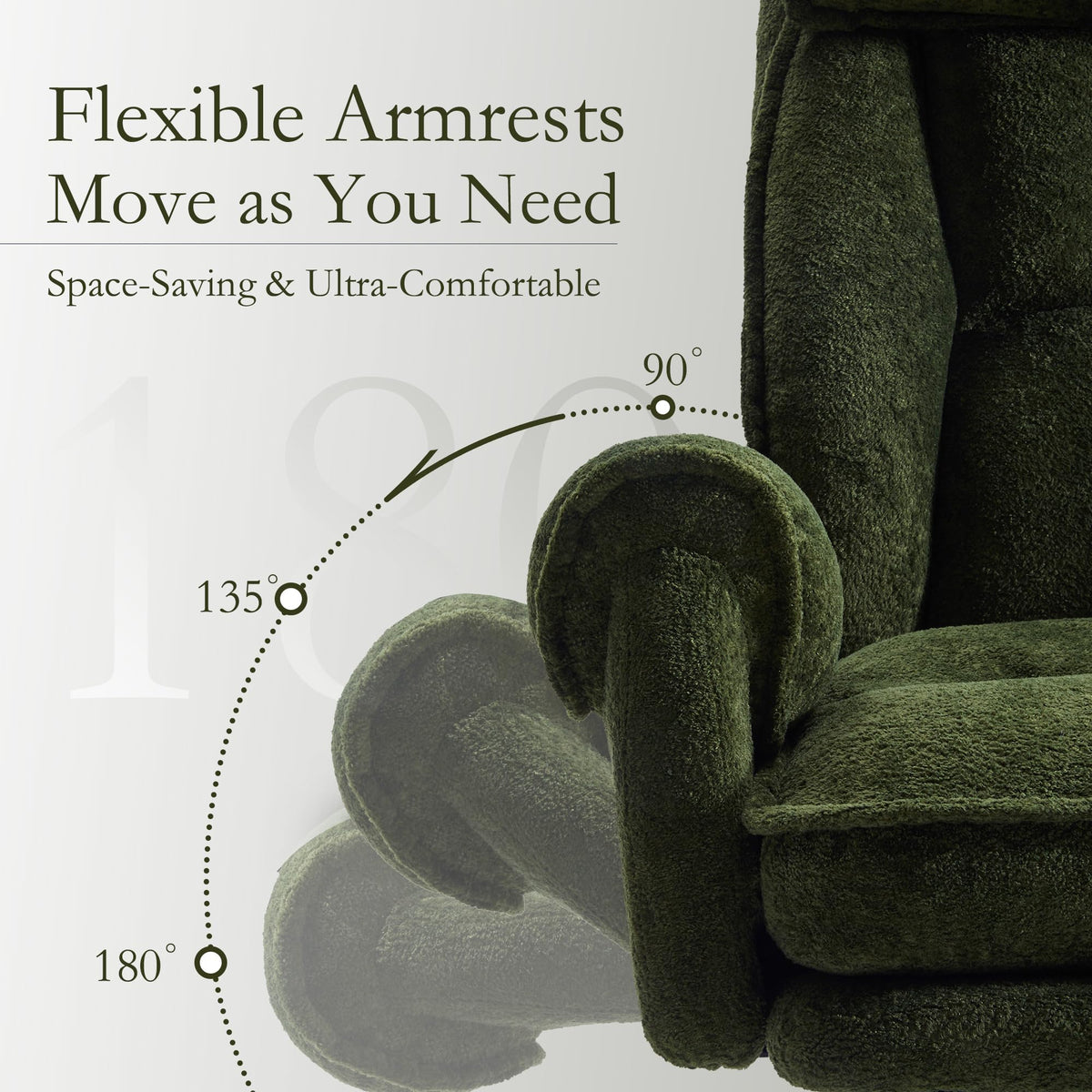 SleekJtre Criss Cross Comfy Office Chair with Adjustable 5-Position Armrests, Retractable Footrest & Headrest, Pet Friendly Reclining Desk Chair for Cross-Legged Sitting Green