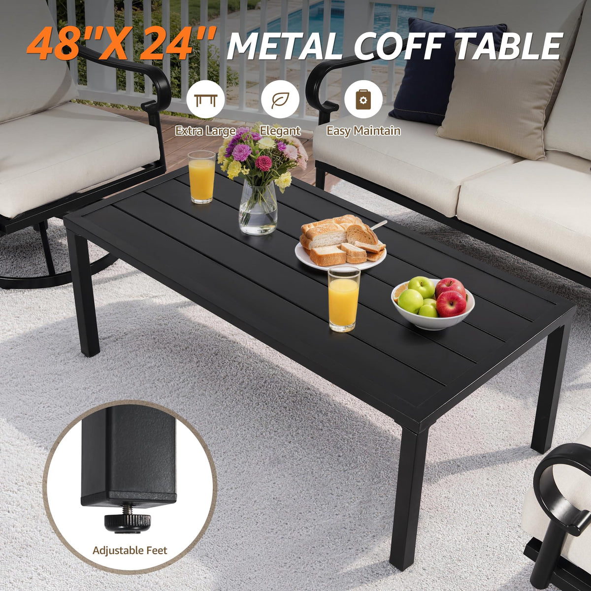 4-Piece Steel Patio Set with Swivel Rockers