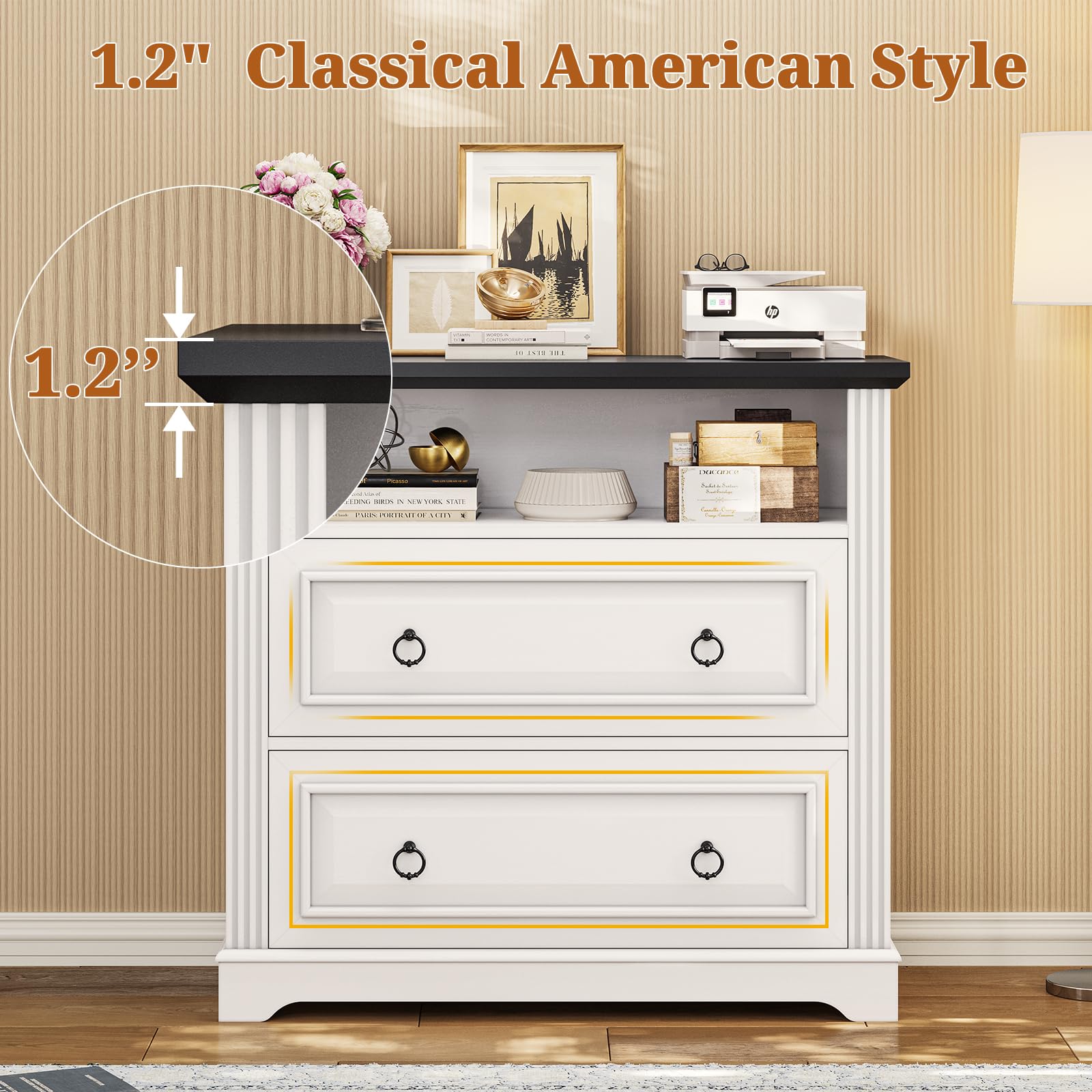 2-Drawer Lateral File Cabinet with Printer Stand